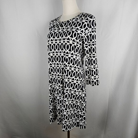 Lulu-B Dress Size Small Black & White Geometric Catalina Fabric Stretch Resort - Picture 2 of 7
